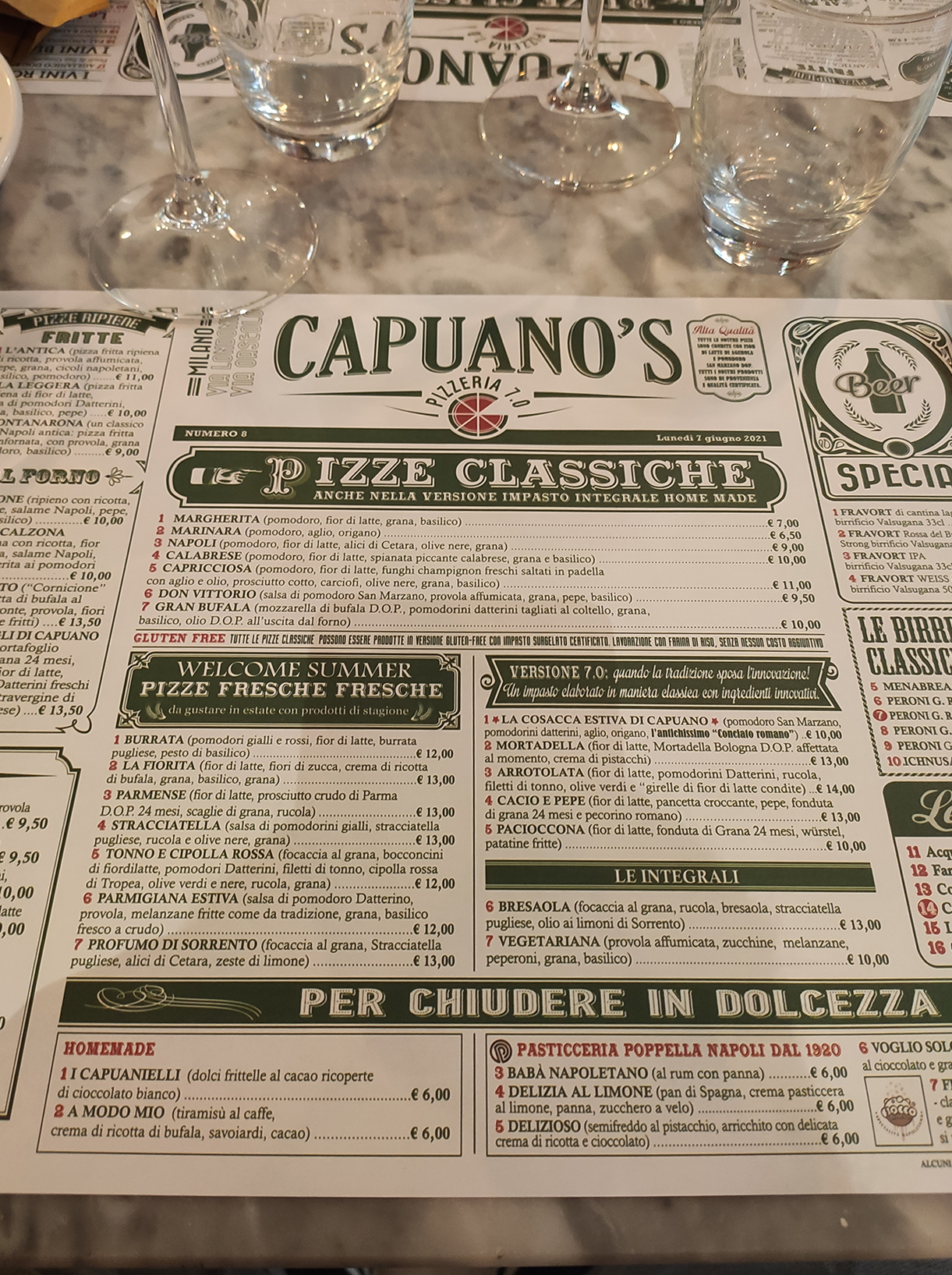 menu estivo di Capuano's